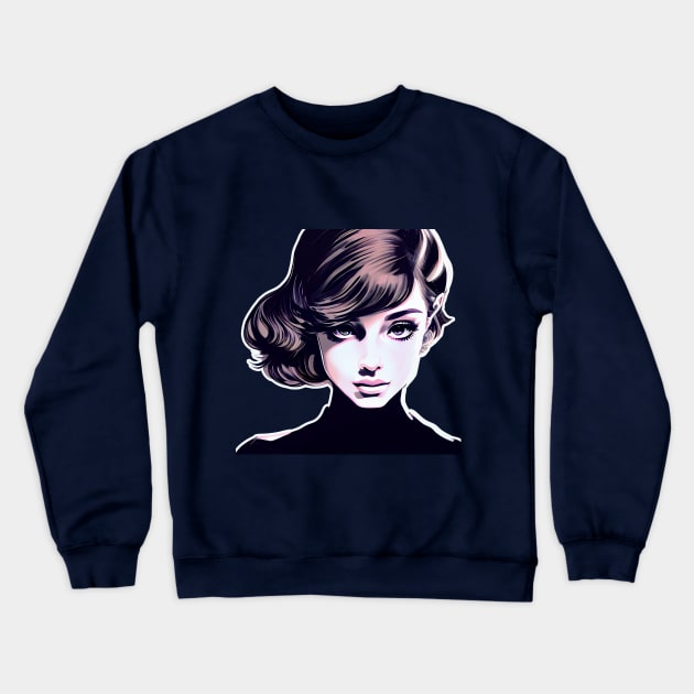 Audrey Hepburn Modern Pop Art Design Crewneck Sweatshirt by ProjectAI